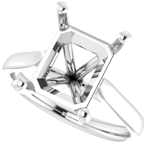 14K White 11x9 mm Emerald Engagement Ring Mounting (5)