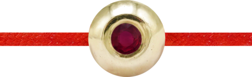 Sarkanas diega rokassprādze ar zelta pērlīti un rubīnu (2)
