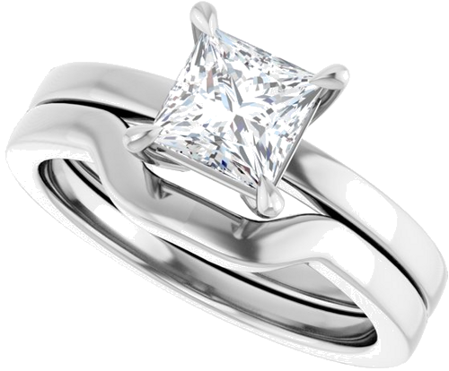 Sužadėtuvių Žiedas „Claw-Prong Solitaire“ 14k white gold Square 5.5mm (10)