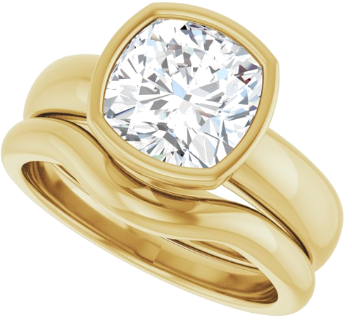 Sužadėtuvių Žiedas „Bezel-Set Solitaire“ 14k yellow gold Cushion 8mm (10)