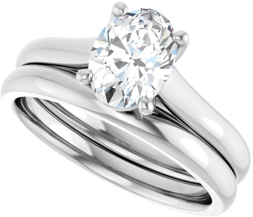 14K White 8x6 mm Oval Solitaire Engagement Ring Mounting (10)