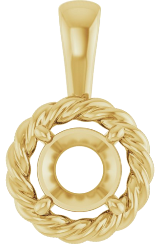 Pakabukas „Rope Solitaire Charm“ 14k yellow gold Round 6mm (1)