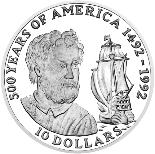 1990 Cocos Islands America Anniversary 10 Dollar Silver Coin (1)