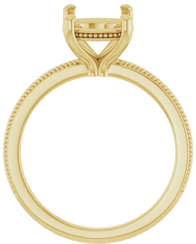 Sužadėtuvių Žiedas „Solitaire Milgrain“ 14k yellow gold Elongated Cushion 10mm x 8mm (2)