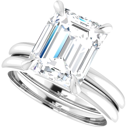 Platinum  10x8 mm Emerald Solitaire Engagement Ring Mounting (10)