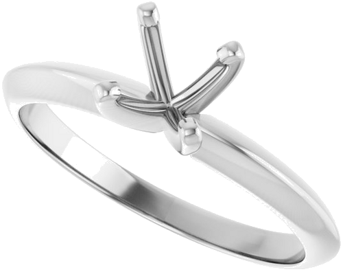 14K White 5.7-6 mm Round 4-Prong Light Solitaire Ring Mounting (5)