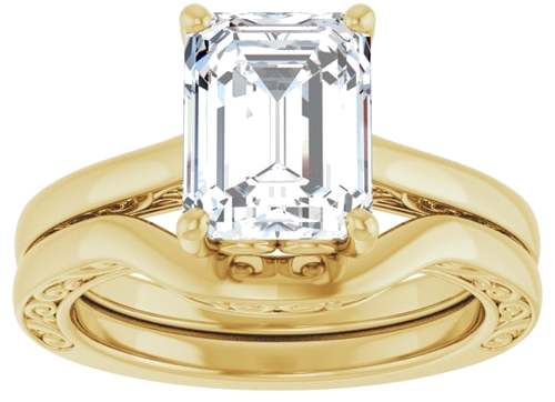 14K Yellow  9x7 mm Emerald Solitaire Engagement Ring Mounting (8)