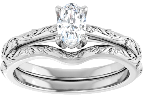 Sužadėtuvių Žiedas „Solitaire“ 14k white gold Oval 6mm x 4mm (8)