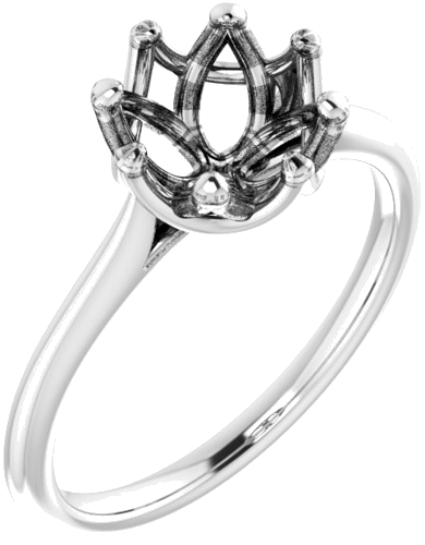 14K White 7.4 mm Round Solitaire Engagement Ring Mounting (1)