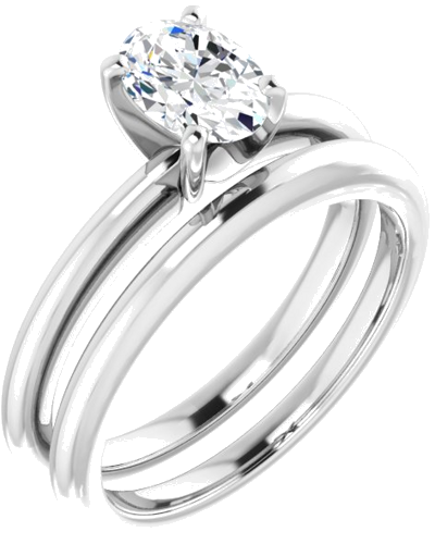 Sužadėtuvių Žiedas „Solitaire“ 585 Baltojo Aukso Oval 7mm x 5mm (6)