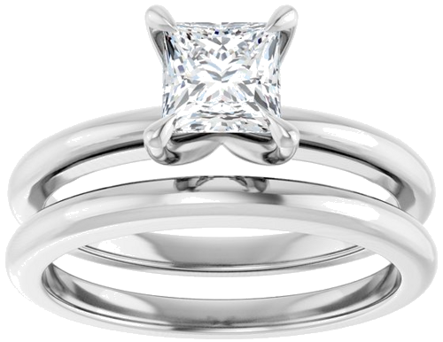 Sužadėtuvių Žiedas „Claw-Prong Solitaire“ 14k white gold Square 5mm (8)