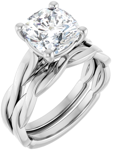 Sužadėtuvių Žiedas „Infinity-Inspired“ 950 Platinos Cushion 8mm (6)