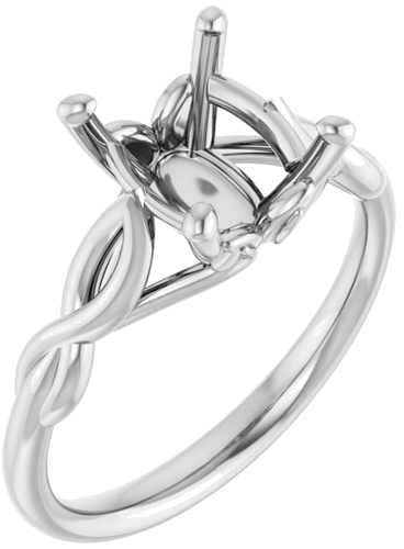 Sužadėtuvių Žiedas „Solitaire Sculptural“ 14k white gold Oval 10mm x 8mm (1)