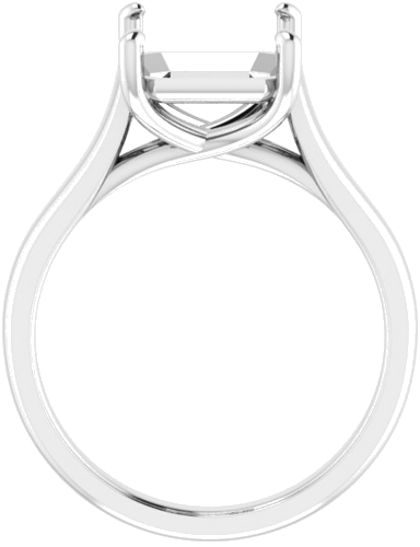14K White 11x9 mm Emerald Solitaire Engagement Ring Mounting (2)