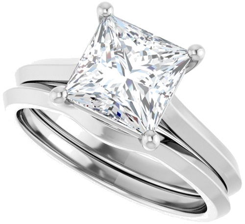 14K White 7 mm Square Solitaire Engagement Ring Mounting (10)