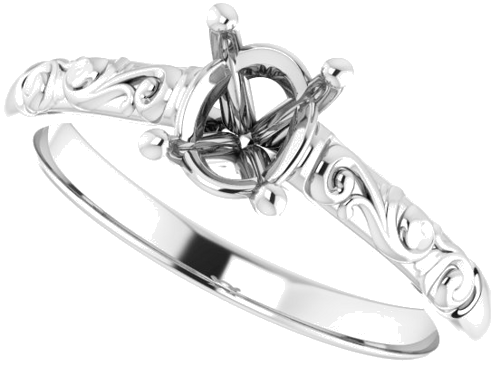 14K White 7x5 mm Oval Solitaire Engagement Ring Mounting (5)