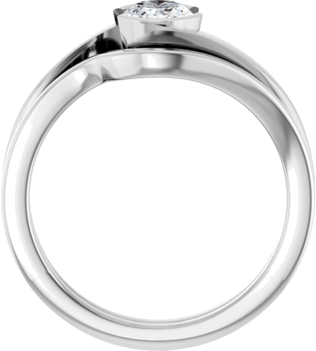Sužadėtuvių Žiedas „Half-Bezel Solitaire“ 14k white gold Oval 7mm x 5mm (7)