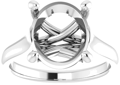 14K White 12x10 mm Oval Solitaire Engagement Ring Mounting (3)