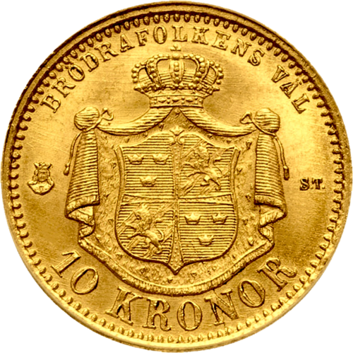 10 kroner Oscar II 1874 Sweden gold coin (2)