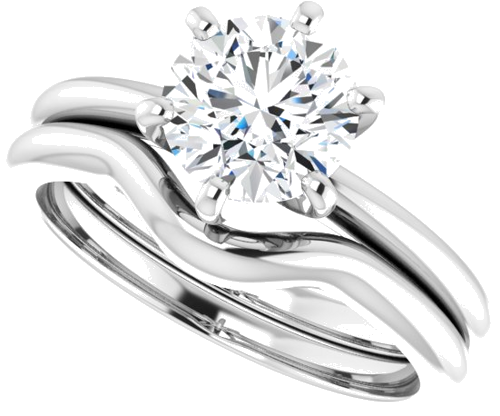 Sužadėtuvių Žiedas „Solitaire“ 585 Baltojo Aukso Round 7mm (10)