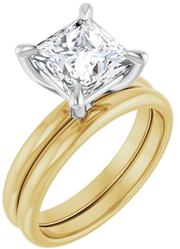 Sužadėtuvių Žiedas „Solitaire“ 14k yellow/white gold Square 7.5mm (6)