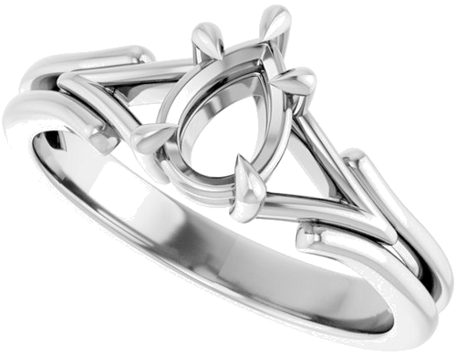 Sužadėtuvių Žiedas „Claw-Prong Solitaire“ 14k white gold Pear 7mm x 5mm (5)
