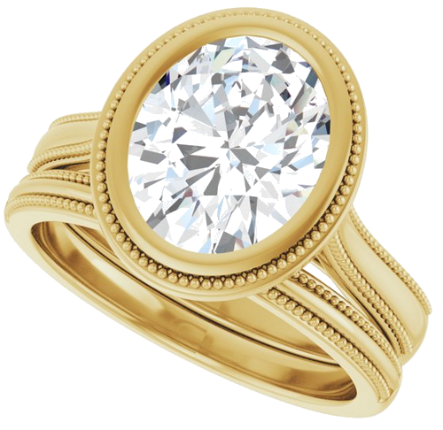 Sužadėtuvių Žiedas „Bezel-Set Solitaire“ 10k yellow gold Oval 10mm x 8mm (10)