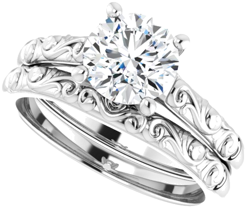 14K White 7 mm Round Solitaire Engagement Ring Mounting (10)