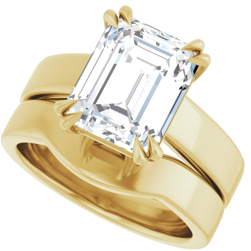 Sužadėtuvių Žiedas „Solitaire“ 585 Geltonojo Aukso Emerald 10mm x 8mm (10)