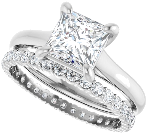 14K White 6.5 mm Square Solitaire Engagement Ring Mounting (10)