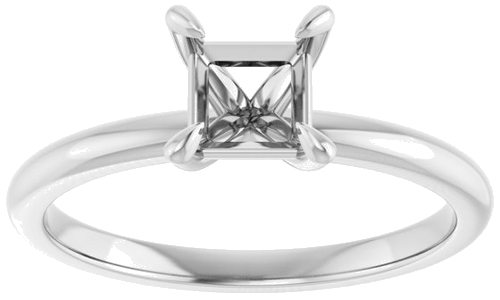14K White  5x5 mm Square Solitaire Engagement Ring Mounting (3)