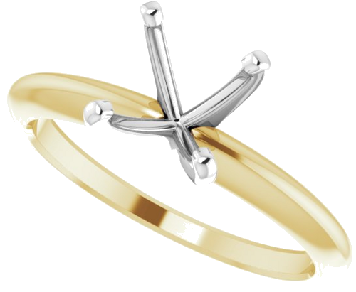 14K Yellow   White 7.3-7.7 mm Round 4-Prong Comfort-fit Solitaire Ring Mounting (5)
