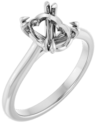 14K White 9x7 mm Oval Solitaire Engagement Ring Mounting (1)