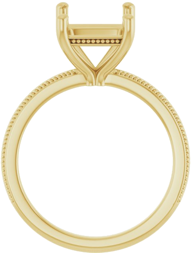 Sužadėtuvių Žiedas „Solitaire Milgrain“ 14k yellow gold Emerald 10mm x 8mm (2)