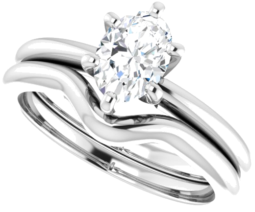 Sužadėtuvių Žiedas „Solitaire“ 585 Baltojo Aukso Oval 7mm x 5mm (10)