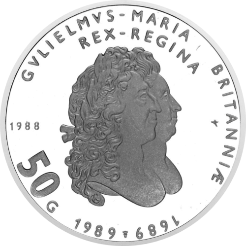50 guldeņi Viljams un Marija 1989 Nīderlande sudraba monēta (2)