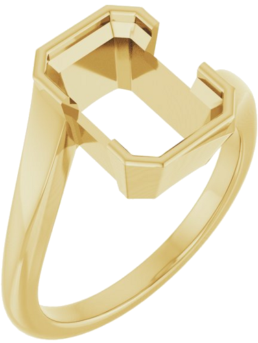 Sužadėtuvių Žiedas „Half-Bezel Solitaire“ 14k yellow gold Emerald 10mm x 7mm (1)
