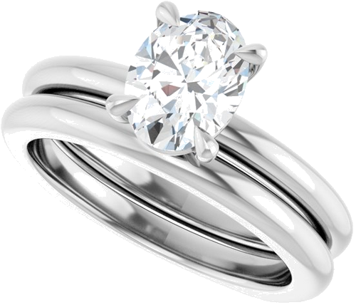 Sužadėtuvių Žiedas „Claw-Prong Euro Shank“ 14k white gold Oval 8mm x 6mm (10)