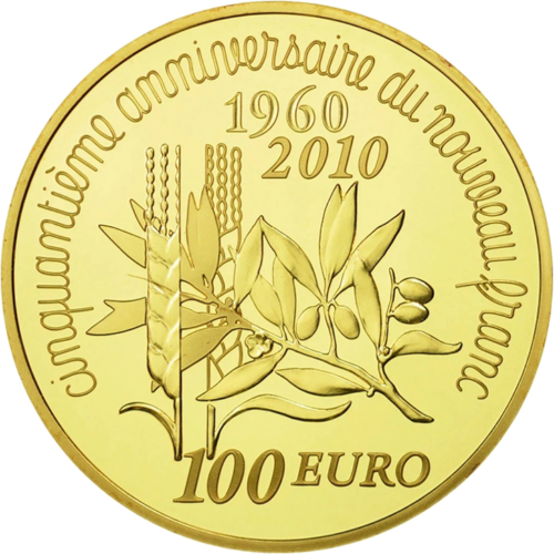 2010 Новый франк Франция 100 евро золотая монета (1)