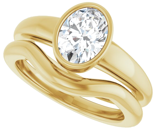 Sužadėtuvių Žiedas „Bezel-Set Solitaire“ 14k yellow gold Oval 8mm x 6mm (10)