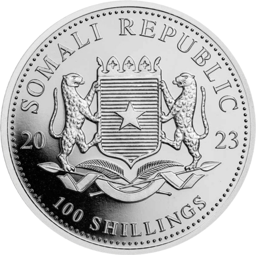1 oz Drambliai 2023 Somalis 100 šilingų sidabrinė moneta (2)