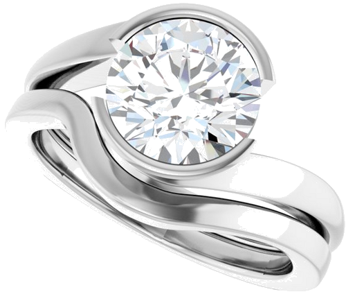 Sužadėtuvių Žiedas „Half-Bezel Solitaire“ 14k white gold Round 8.2mm (10)