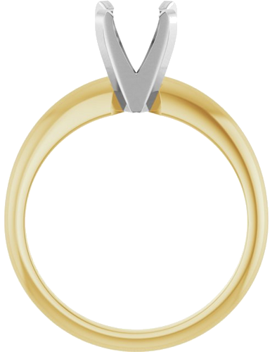 14K Yellow   White 6-6.6 mm Round 4-Prong Comfort-fit Solitaire Ring Mounting (2)