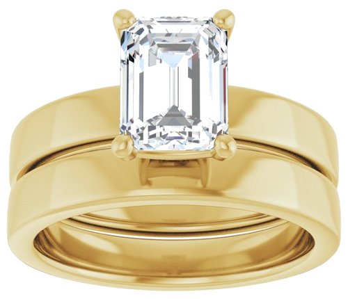 Sužadėtuvių Žiedas „Solitaire“ 585 Geltonojo Aukso Emerald 8mm x 6mm (8)