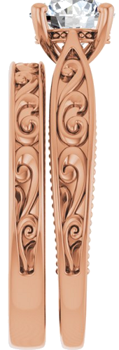 Sužadėtuvių Žiedas „Solitaire Vintage-Inspired“ 14k rose gold Round 6.5mm (9)