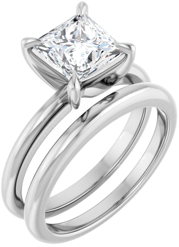 Sužadėtuvių Žiedas „Claw-Prong Solitaire“ 14k white gold Square 6.5mm (6)