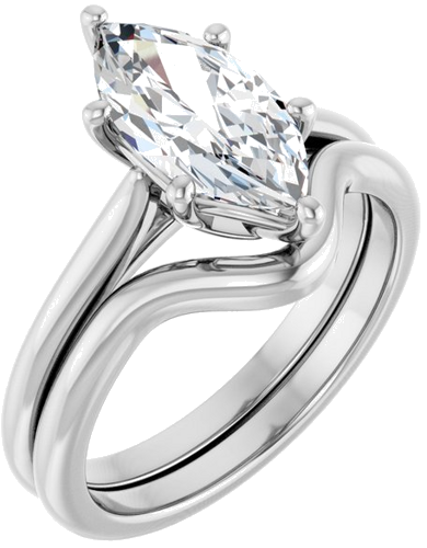 Sužadėtuvių Žiedas 14k white gold Marquise 12mm x 6mm (6)