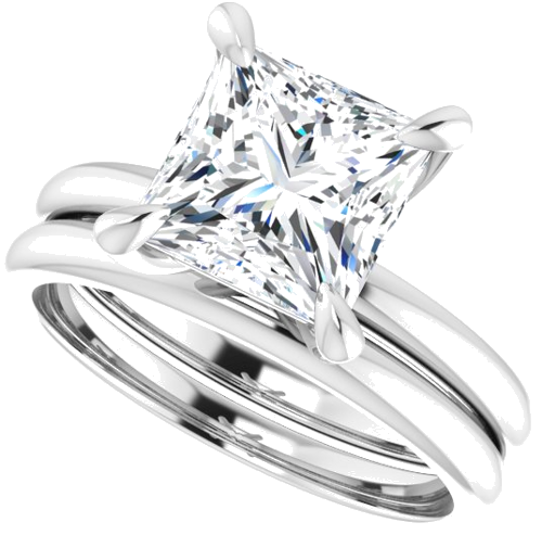 Sužadėtuvių Žiedas „Solitaire“ 585 Baltojo Aukso Square 7.5mm (10)