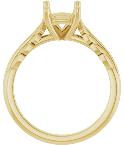 Sužadėtuvių Žiedas „Solitaire Leaf“ 14k yellow gold Emerald 8mm x 6mm (2)