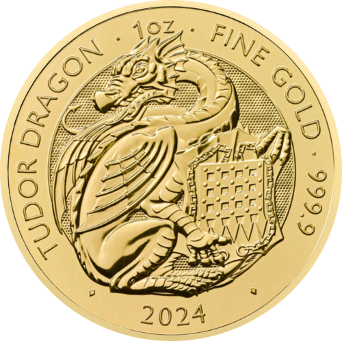 1 oz Королевские звери Тюдоров: Дракон 2024 Великобритания золотая монета (1)